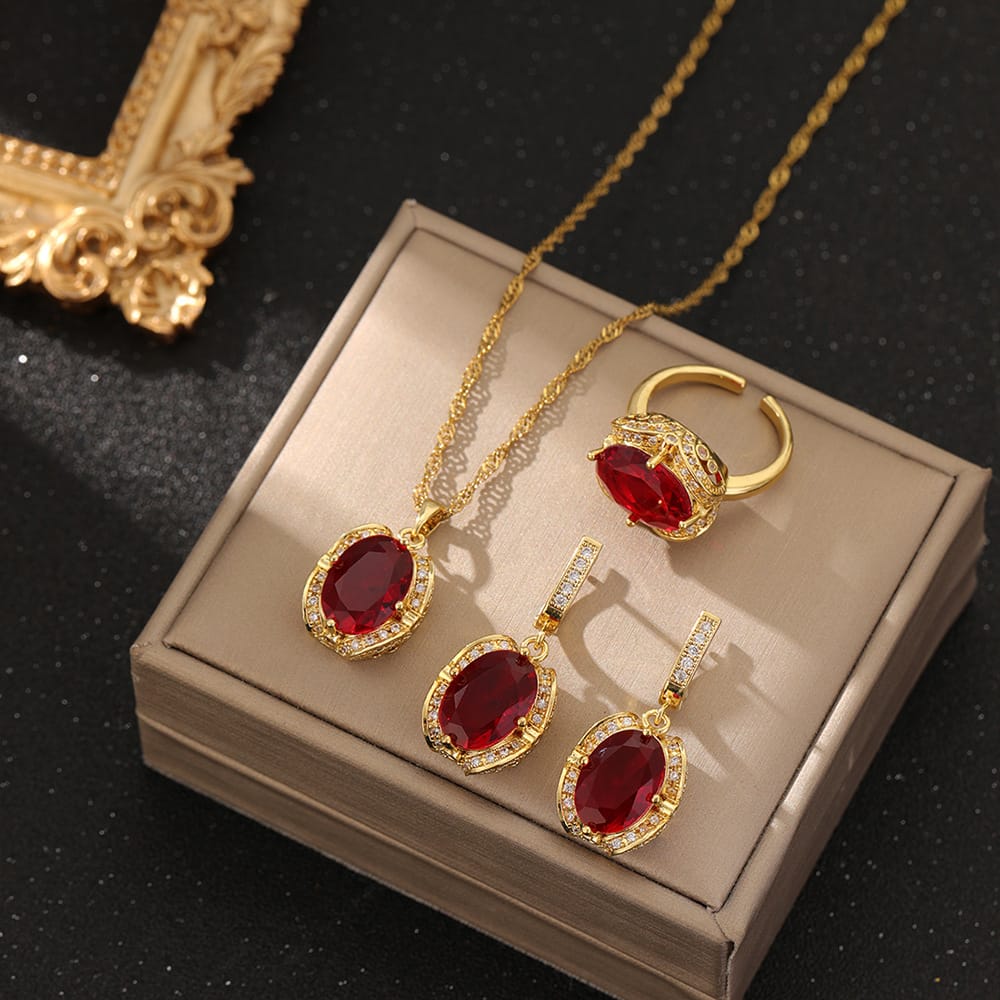 sku 08 xl8438 红宝石三件套