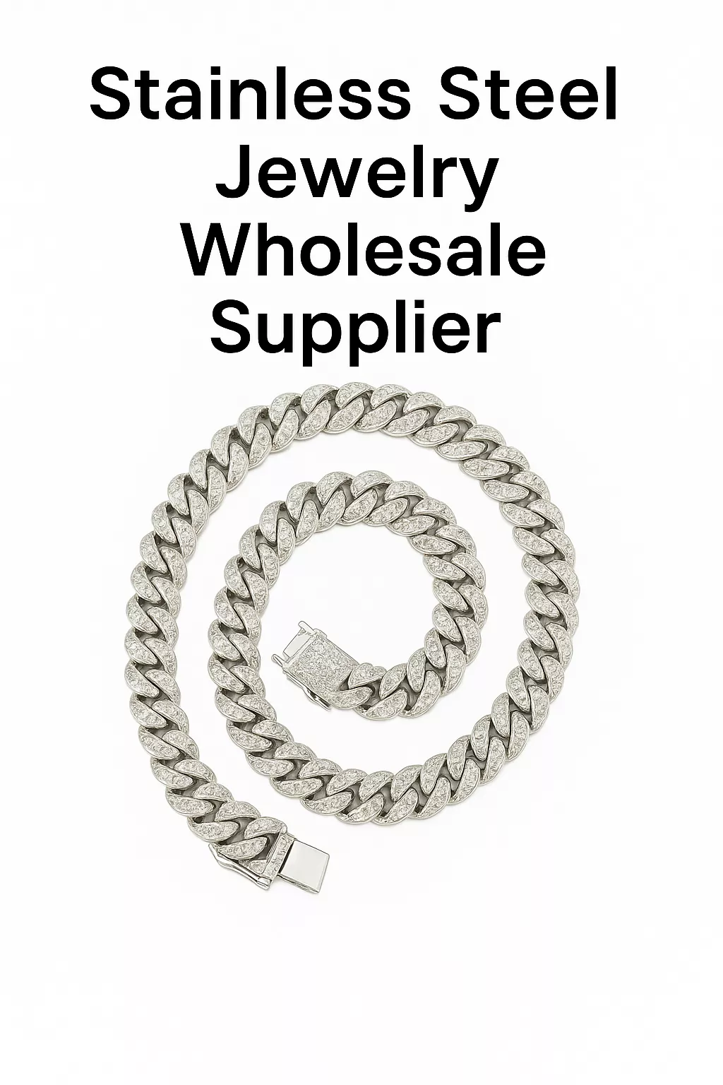 High-quality stainless steel Cuban link chain displayed on a minimal luxury background