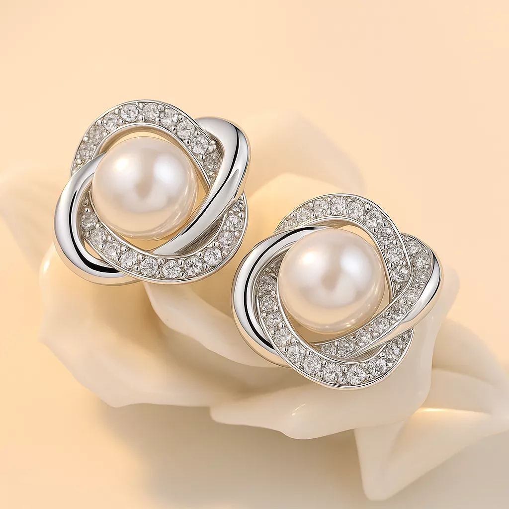 Stainless steel wholesale pearl zircon earrings for sensitive ears – yanluojewelry