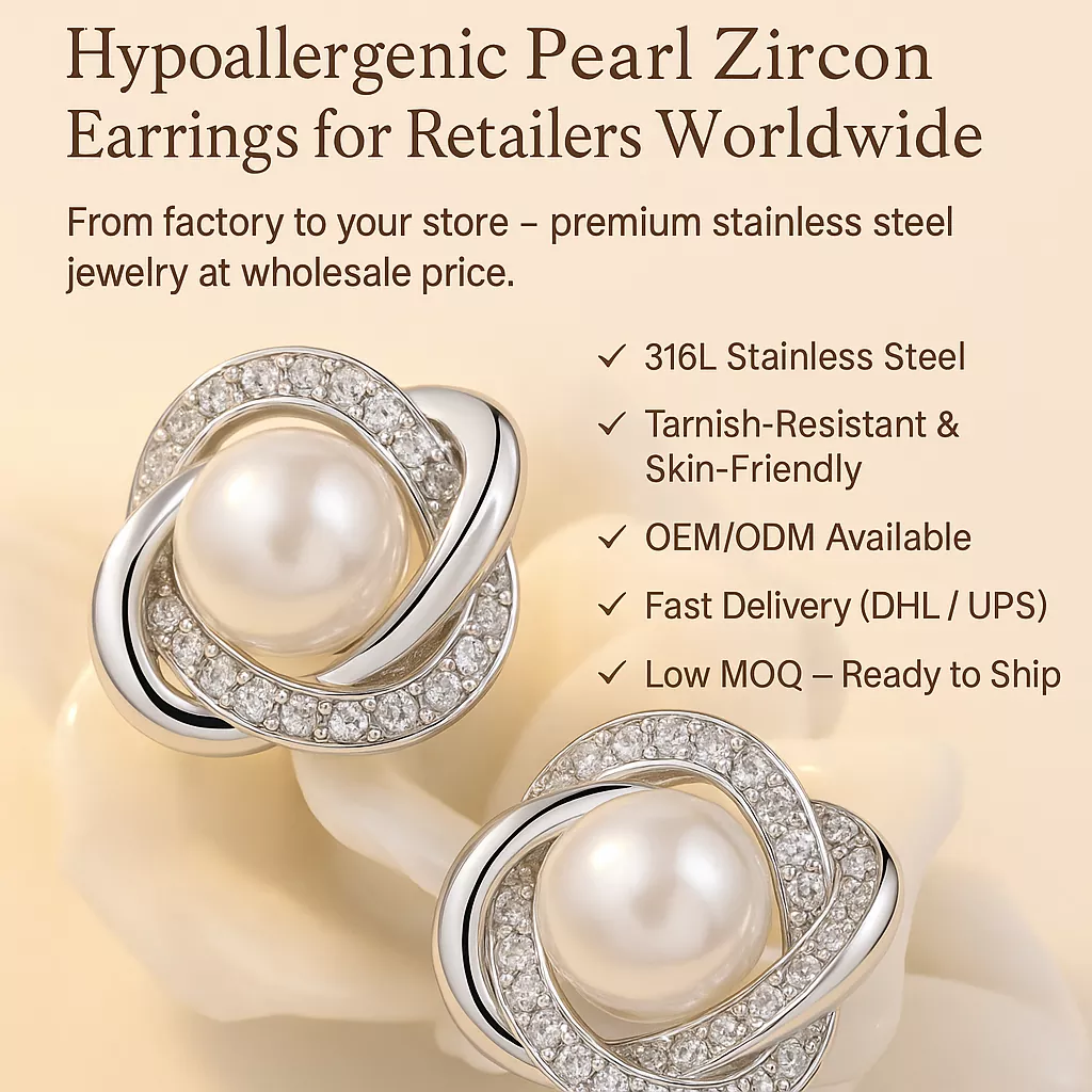 Pearl Zircon Earrings
