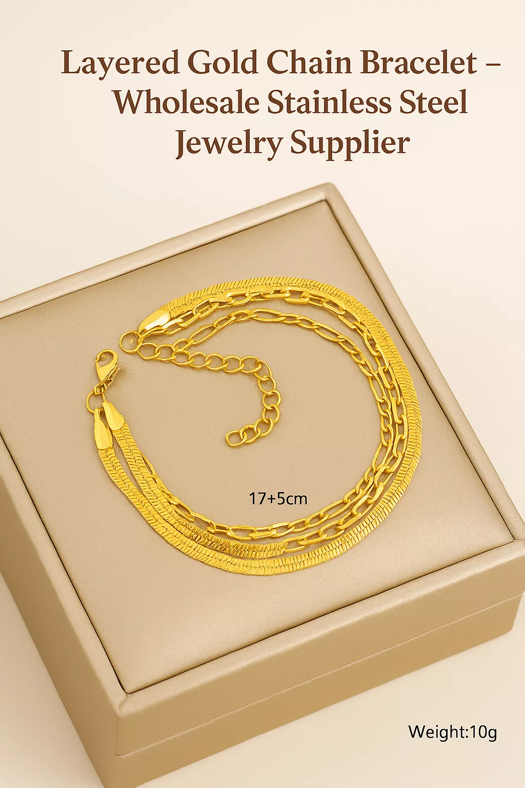Three-layer gold stainless steel bracelet from wholesale supplier Yanluo Jewelry