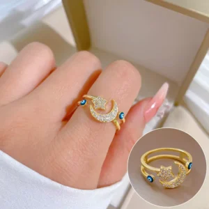 Moon and star stainless steel crystal ring wholesale supplier Yanluo Jewelry