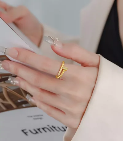 Minimalist open band crystal stainless steel ring wholesale supplier Yanluo Jewelry