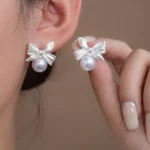 Pearl bow knot stainless steel earrings wholesale supplier Yanluo Jewelry