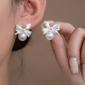 Pearl bow knot stainless steel earrings wholesale supplier Yanluo Jewelry