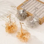 Gold and silver hollow petal stainless steel drop earrings for B2B wholesale