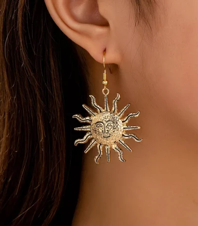 Sun motif stainless steel drop earrings wholesale supplier Yanluo Jewelry