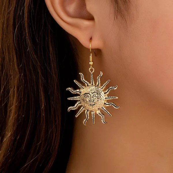 Sun motif stainless steel drop earrings wholesale supplier Yanluo Jewelry