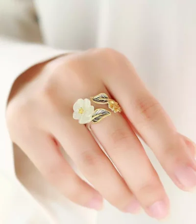 Floral stainless steel open band ring wholesale supplier Yanluo Jewelry