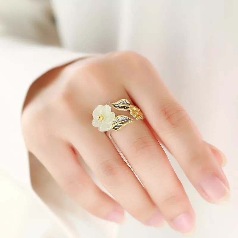 主图-04 Floral stainless steel open band ring wholesale supplier Yanluo Jewelry