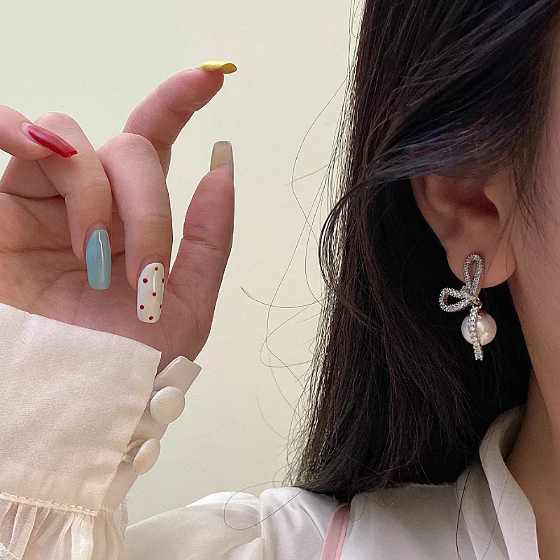 Pearl bow knot stainless steel earrings wholesale supplier Yanluo Jewelry