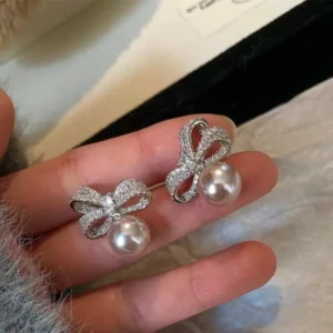 Pearl bow knot stainless steel earrings wholesale supplier Yanluo Jewelry