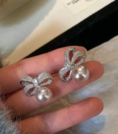 Pearl bow knot stainless steel earrings wholesale supplier Yanluo Jewelry