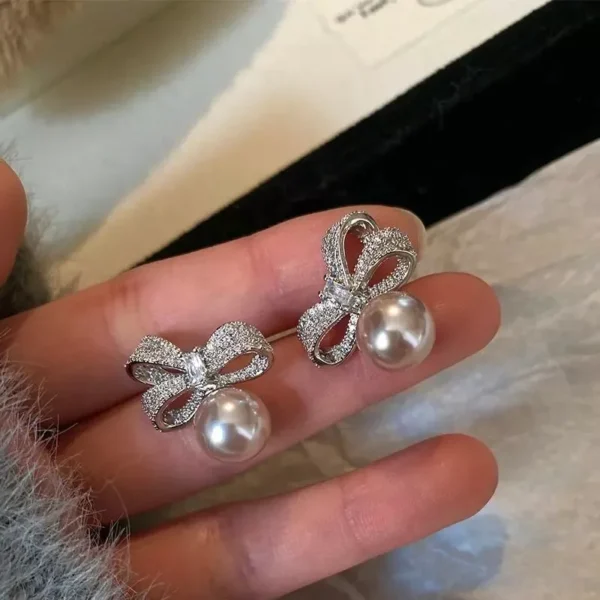 Pearl bow knot stainless steel earrings wholesale supplier Yanluo Jewelry