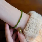 Minimalist stainless steel bracelet with green gemstone beads for wholesale buyers